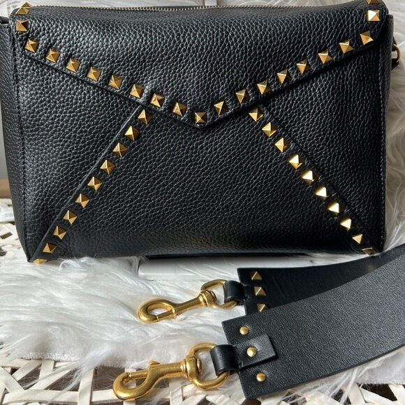 Valentino Rockstud Crossbody/Shoulder Bag in Black with Gold Hardware - Picture 16 of 17